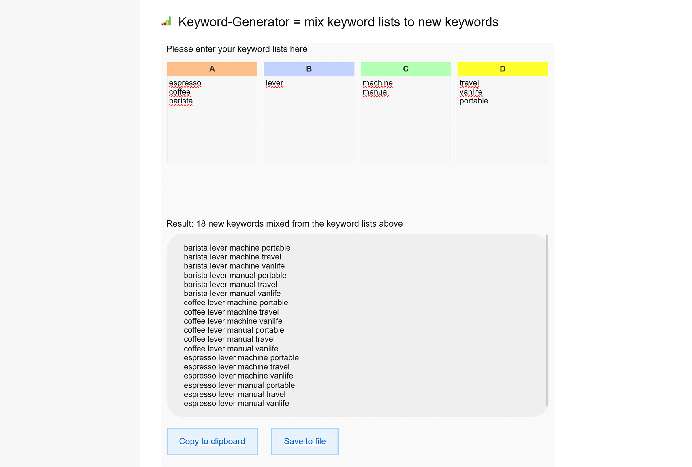 Keyword mixer