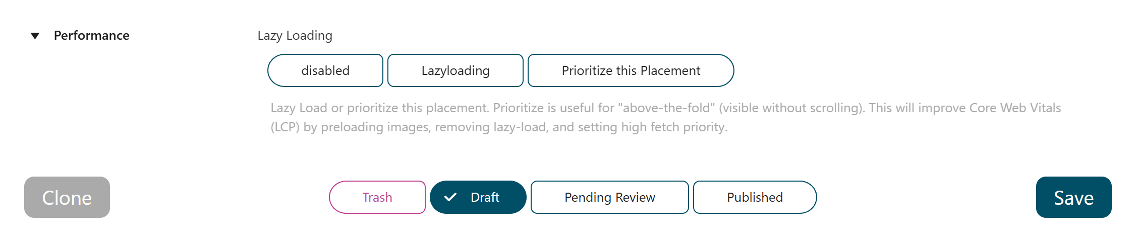Placement Lazy Loading