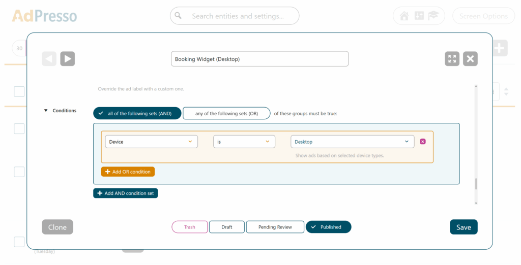 Device Condition AdPresso