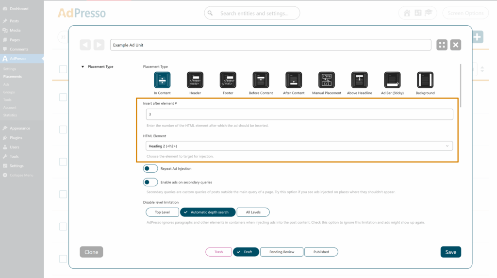 Content Placement Auto Injection