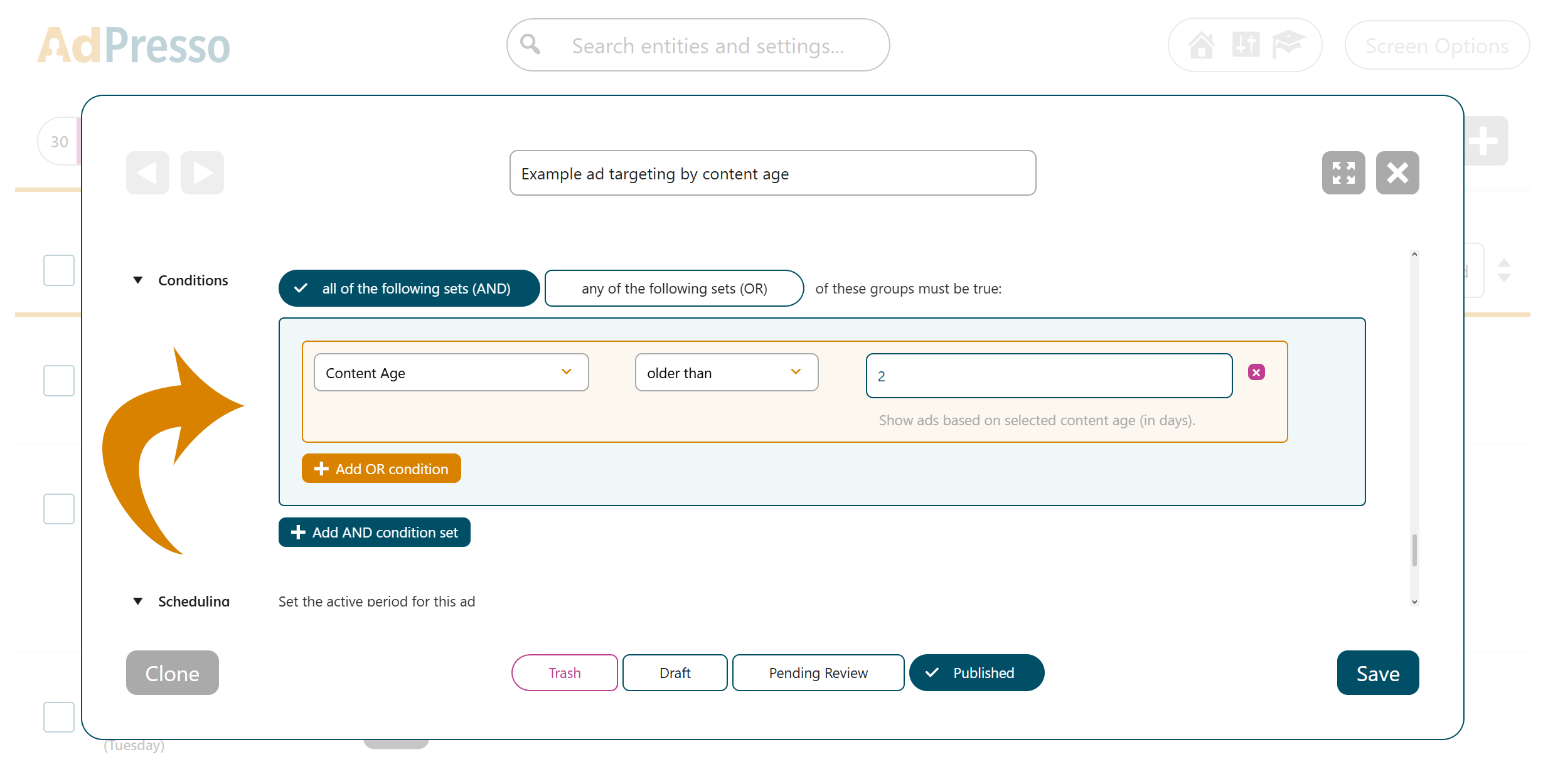 AdPresso Content Age Condition