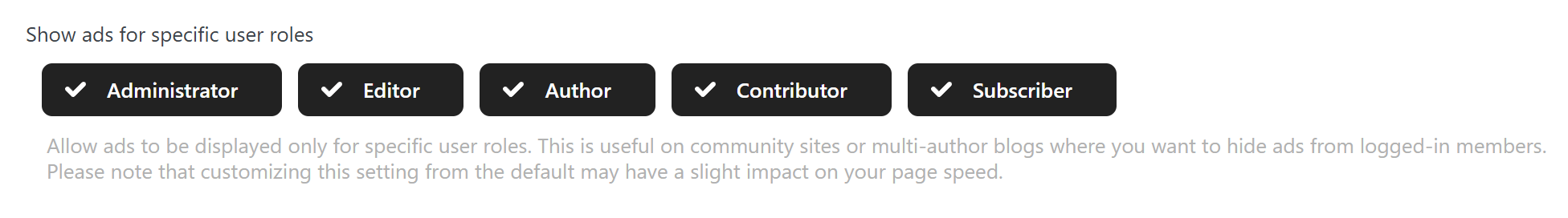 Global user role condition