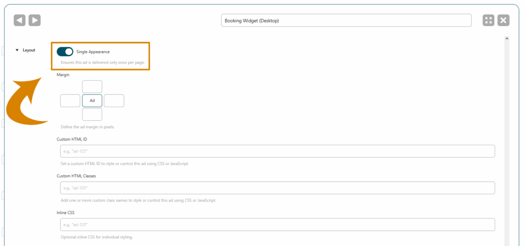 Single appearance option in AdPresso