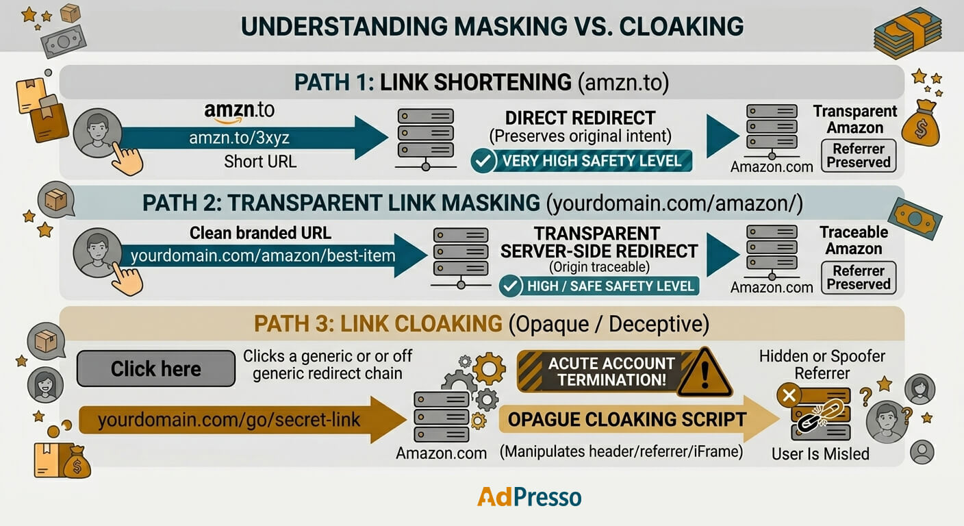 Amazon affiliate and link masking vs. link cloaking