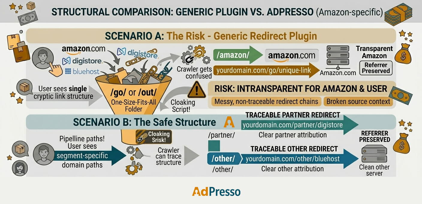 Comparison link masking plugins vs. AdPresso