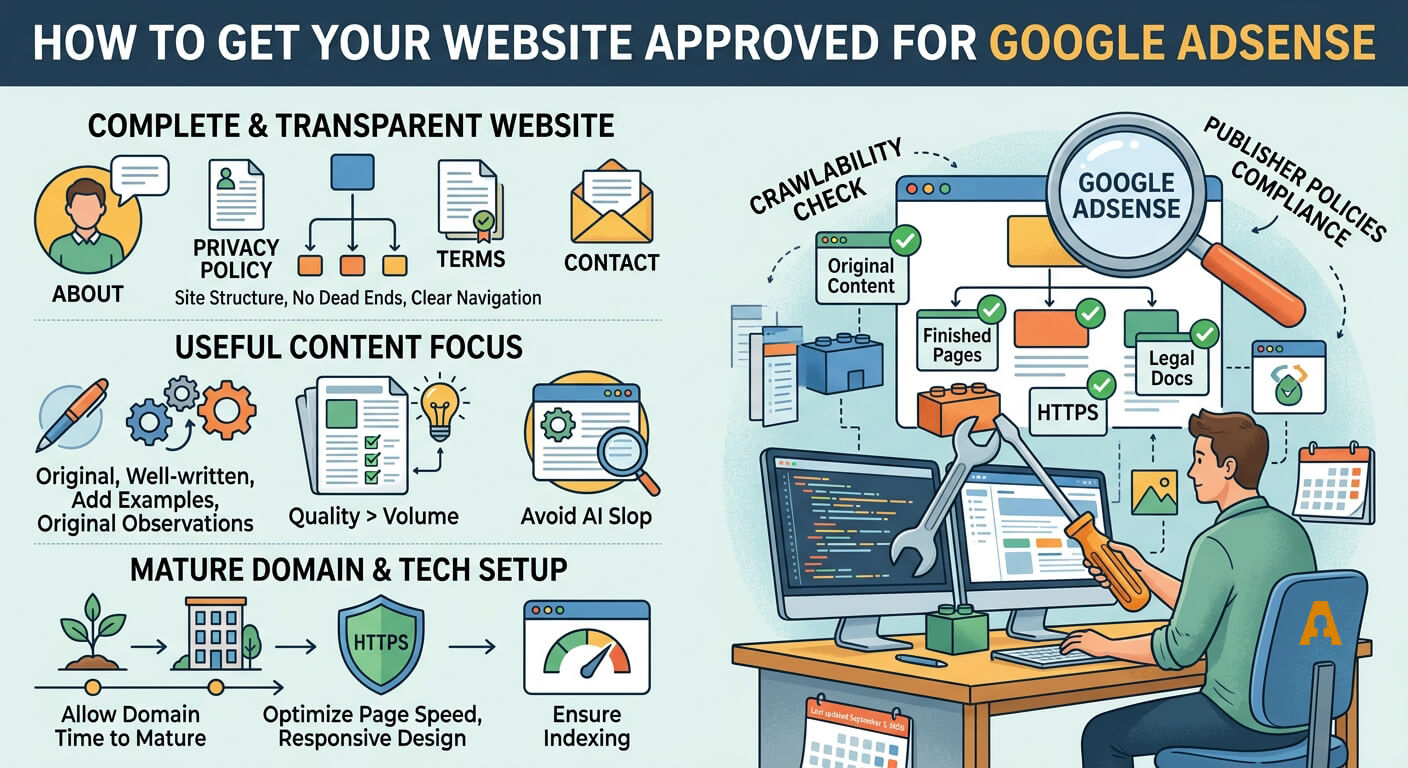 Google AdSense website approval infographic